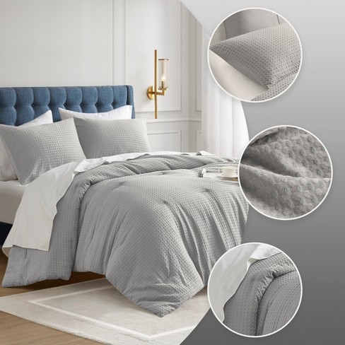 Breathable Woven Waffle Knit Comforter Sets, Modern Farmhouse Boho Comforter & Sham, All Season Microfiber Bed Set, Prime Holiday Bedding Luxury Comforter Set, Bedroom Queen Bed Set with Pillow Cases Christmas Gifts - image 1 of 4