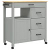 vidaXL Kitchen Trolley MONZA 33.1 in.x15.7 in.x35.4 in. Solid Wood Pine - 2 of 4
