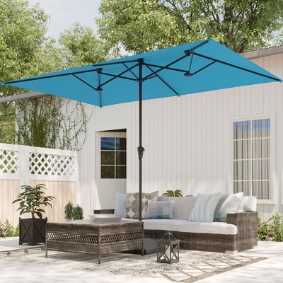 Sonkuki 11x7Ft Double-Sided Patio Umbrella with Large Canopy Outdoor Table Umbrella for Garden, deck and pool