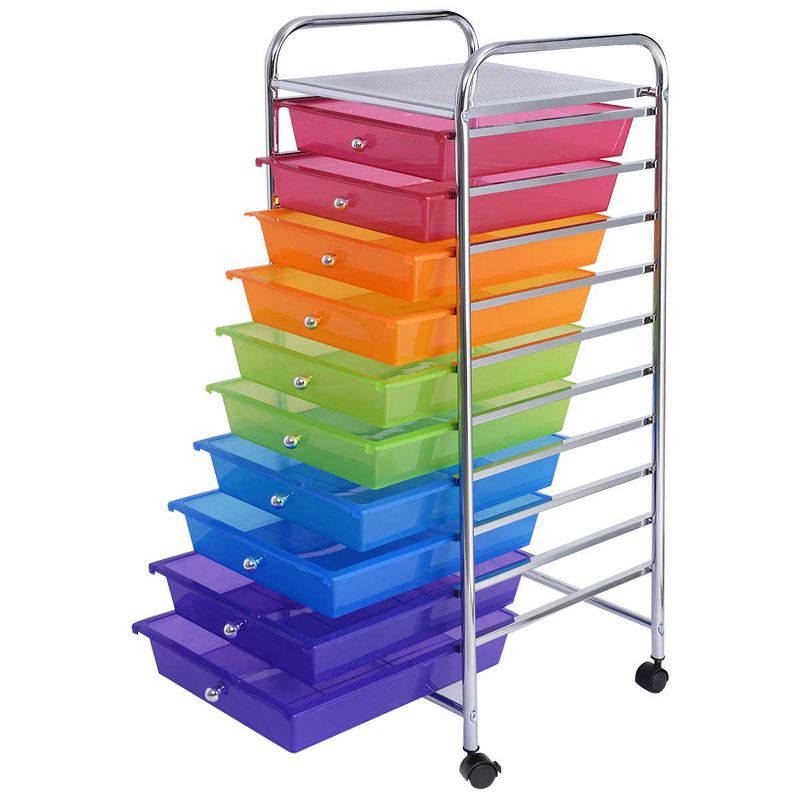 Tangkula 10 Drawer Scrapbook Paper Organizer Rolling Storage Cart for Office School, 4 of 11