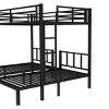 TopComfy Beds Twin over Twin Queen Bunk Bed Metal Triple Bunk Bed with Safety Guardrails Bedroom Furniture for Bedroom, Black, 77.8"*67.1"*145.29" - 4 of 4