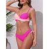 INSPIRE CHIC Women's Front Cross Contrast Color Bikini Sets, Strappy Top Tie Size Triangle Bottoms Swimwear Bathing Suits 1 Set - 2 of 4