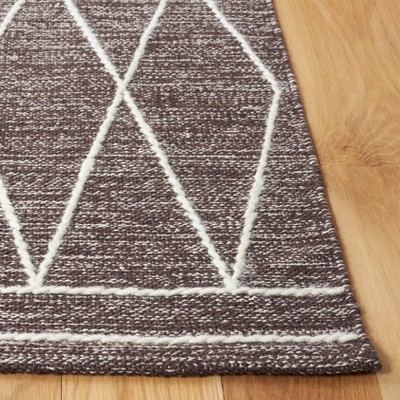 Brown and Ivory Wool Flat Woven Tribal Area Rug