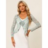 INSPIRE CHIC Women's Tie Front Ruffled Hem Floral Lace Sheer Crop Bolero Shrug - 4 of 4