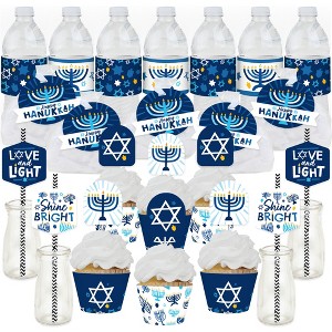 Big Dot of Happiness Hanukkah Menorah - Chanukah Holiday Party Favors and Cupcake Kit - Fabulous Favor Party Pack - 100 Pieces - 1 of 4