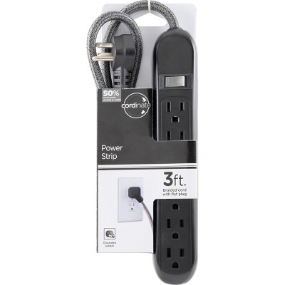 GE 6-Outlet Power Strip with 2' Cord Black / 2-Pack