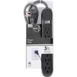 Cordinate 6 Outlet Grounded Power Strip with 3' Braided Cord Black/Gray