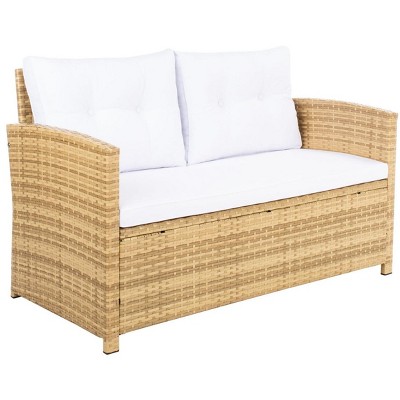 Coastal Charm Natural & White 4-Piece Patio Conversation Set