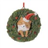 Playful Cat and Dog in Pine Wreath Ornament (Set of 4) - 4 of 4
