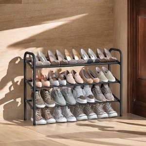 Expandable Shoe Rack, 3 Tier Shoe Rack Shelf, Adjustable Shoe Organizer Storage for 20 Pairs of Shoes, Metal Free Standing Shoe Racks - 1 of 4