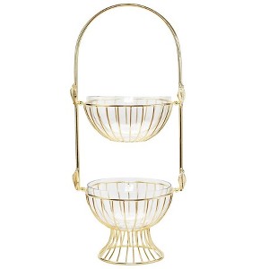 Classic Touch Gold Leaf 2-Tiered Centerpiece Bowl - 1 of 3