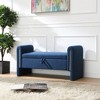 TUYOHW Modern Bed End Bench with Arms and Storage, Upholstered Large Foot Rest Stool, Comfy Window Vanity Bench for Living Room, Navy Blue - 3 of 4