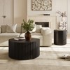 POVISON Fluted Round Coffee Table, Minimalist Wood Coffee Table, Mid Century Modern, Black, Fully Assembled, 31.5" - 3 of 4