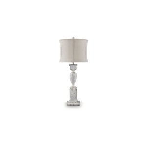 Signature Design by Ashley Madsbrook Polyresing Table Lamp, Antique White Turned Base, 34" Height, Drum Bell Shade - 1 of 4