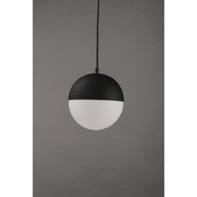 Half Moon 11.75" Satin White Glass & Black Nickel LED Island Pendant