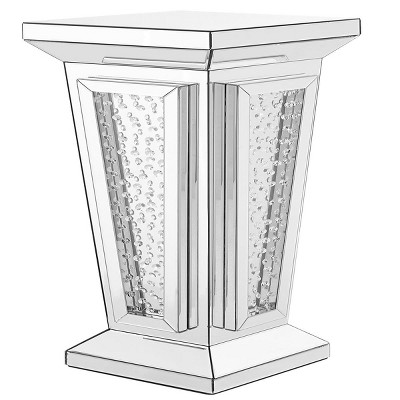 Clear Mirrored Crystal Diamond Square End Table