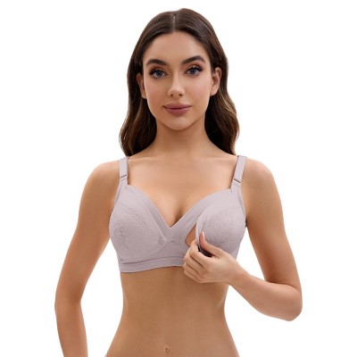 INSPIRE CHIC Women's Nursing Bra Lace Front Closure Adjustable Straps Pumping Maternity Underwear