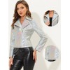 Allegra K Women's Metallic Biker Holographic Shiny Jackets - 2 of 4