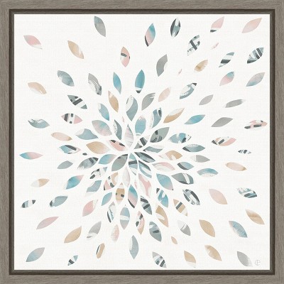 16" x 16" Pastel Floral Canvas Print with Gray Frame