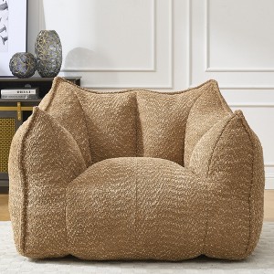 Highly Resilient Foam Sofa Chair Chenille Square Lazy Sofa Handle Armrests Adult Gaming Reading TV Living Room Bedroom Portable Indoor - 1 of 4