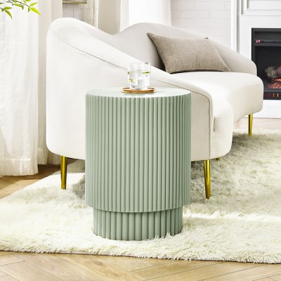 Round Coffee Table, Modern Minimalist Style Accent Table, Magnesium Oxide Circle Table, Rustic Circle Center Cocktail Table For Living Room, Green