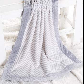 Bacati - Solid White with Solid Border Blanket (White/Grey Border)