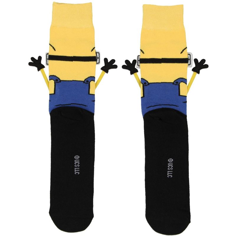 Despicable Me Minions 3D Bob The Minion Character Stretchy Men's Crew Socks Yellow, 3 of 5