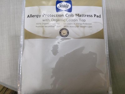 Sealy allergy protection crib mattress pad cover cheap with organic cotton top