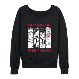 Women's - Disney Villains - Every Fairy Tale Needs A Villian Lightweight French Terry Wide Neck Long Sleeve Shirt - 1 of 4