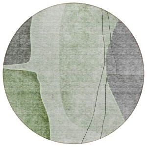 Olive Green And Gray Abstract Washable Indoor Outdoor Area Rug - 1 of 4