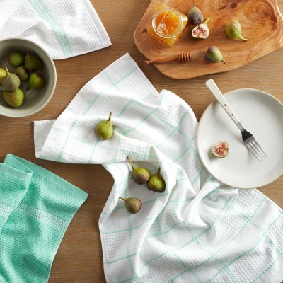 Aqua Blue Terry Cotton Kitchen Towel Set, 6-Pack