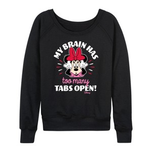 Women's - Disney - Minnie Mouse Brain Has Too Many Tabs Open Lightweight French Terry Slouchy - 1 of 4