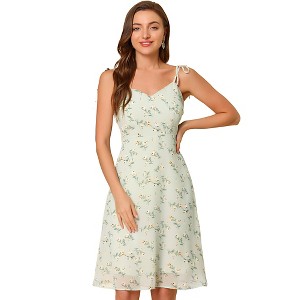 Allegra K Women's Summer Spaghetti Strap Smocked Floral A-Line Sundresses - 1 of 4