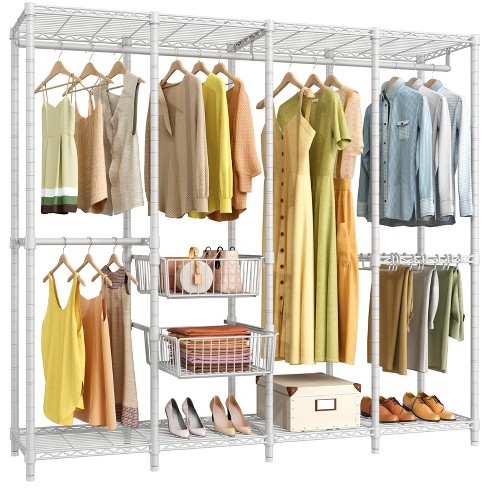 Costway 2-tier Bamboo Garment Rack Clothing Storage Organizer Coat