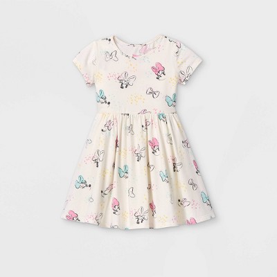 Toddler Girls' Minnie Mouse Skater Dress - Cream
