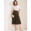 INSPIRE CHIC Women's High Waist Office Work Midi Flared Pleated A-Line Skirts - 2 of 4