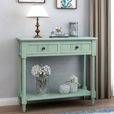 Grungis Console Table with Two Drawers,Vintage Entryway Table with Bottom Shelf,Console Table for Living Rooms
