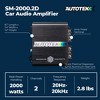 Autotek 2000 Watt 2 Channel Car Audio Amplifier with Bass Knob, High Output Class D Mono Bridged 4 Ohm Stable Input, Street Machine, SM-2000.2D, Black - 4 of 4