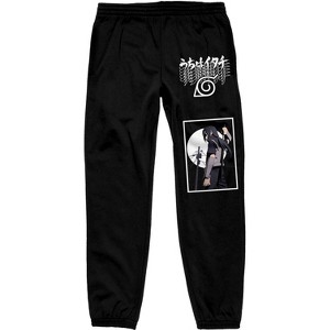 Naruto Shippuden Akatsuki Kanji Men's Black Graphic Jogger Pants - 1 of 1