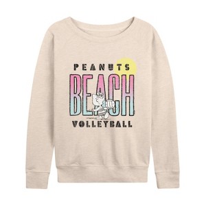 Women's - Peanuts - Sally Brown Beach Volleyball Lightweight French Terry Wide Neck Long Sleeve Shirt - 1 of 4