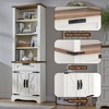 Farmhouse Bookshelf with Storage Cabinet, 72" Tall Bookcase with Drawer and Barn Door for Office Library, Living Room - 2 of 4