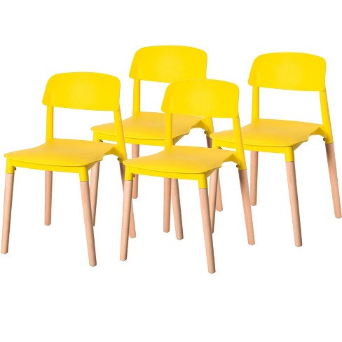 Plastic chair discount with wooden legs