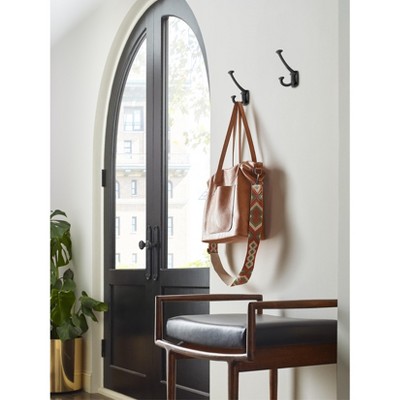 Matte Black Triple Prong Wall Hook for Coats and Bags