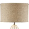 Possini Euro Design Cosgrove Modern Mid Century Table Lamp 32 3/4" Tall White Glazed Ceramic Beige Fabric Drum Shade for Bedroom Living Room Bedside - 3 of 4