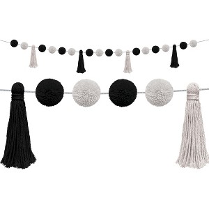 Teacher Created Resources® Black and White Pom-Poms and Tassels Garland - 1 of 2