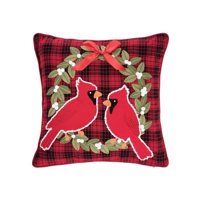 C&F Home Cardinal Plaid Wreath Tufted Pillow