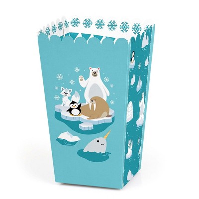 Big Dot of Happiness Arctic Polar Animals - Winter Baby Shower or Birthday Party Favor Popcorn Treat Boxes - Set of 12