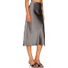 Women's Satin Midi Skirt - High Waist Slit Design with Comfortable Elastic Waistband Grey - 3 of 4
