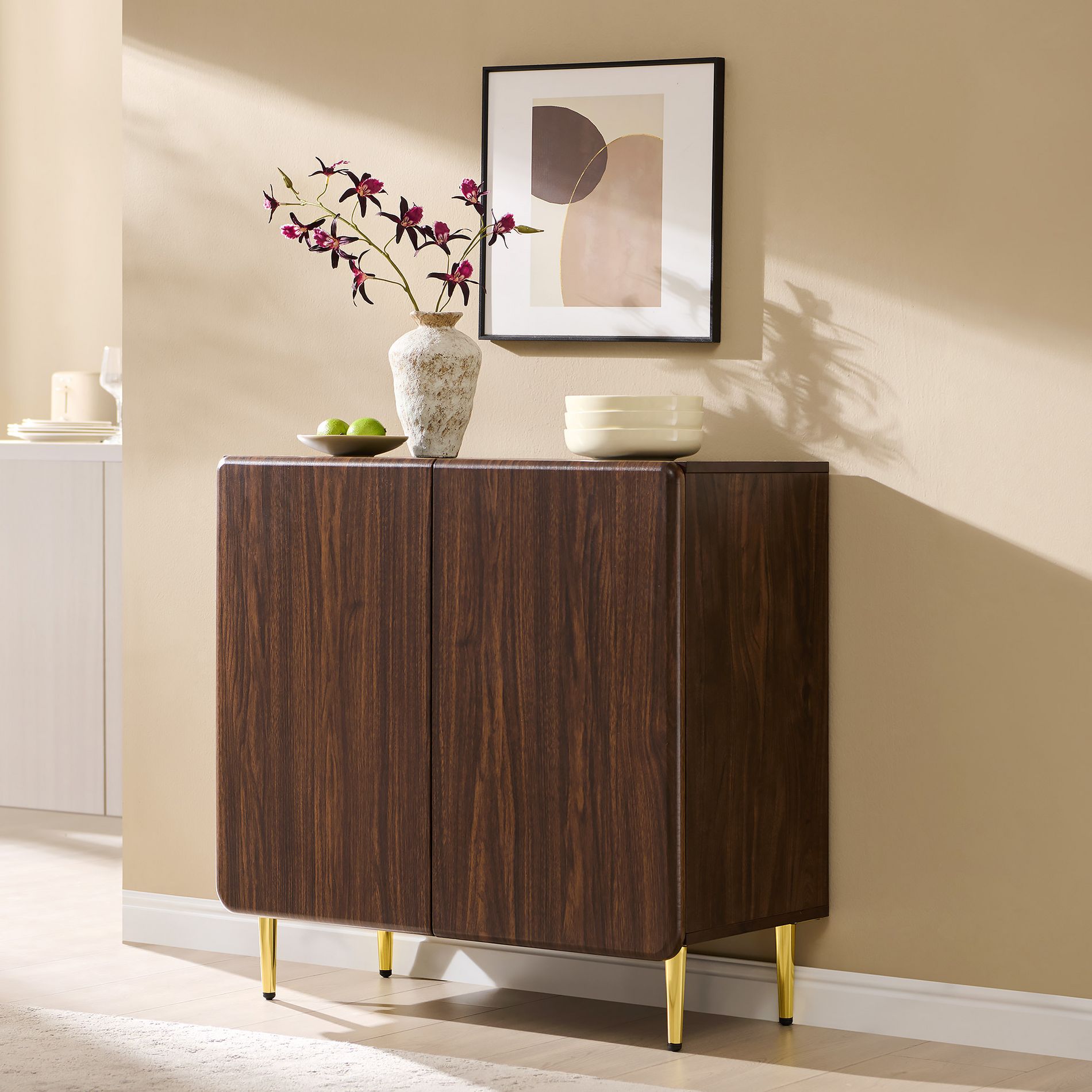 Sideboard Buffet Cabinet with Storage, 30.9" Buffet Cabinet with Adjustable Shelves, Wood Coffee Bar Table Console for Kitchen Living Room