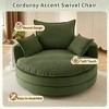 Whisen Corduroy Swivel Round Sofa Chair with Dual-layer Cushion Design and 3 Removable Pillows - 4 of 4